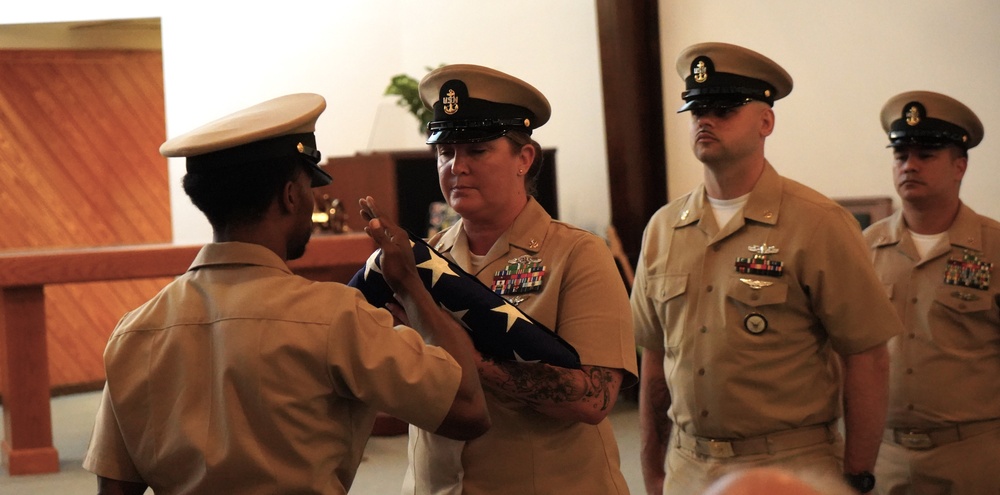 Flag passing detail during retirement ceremony