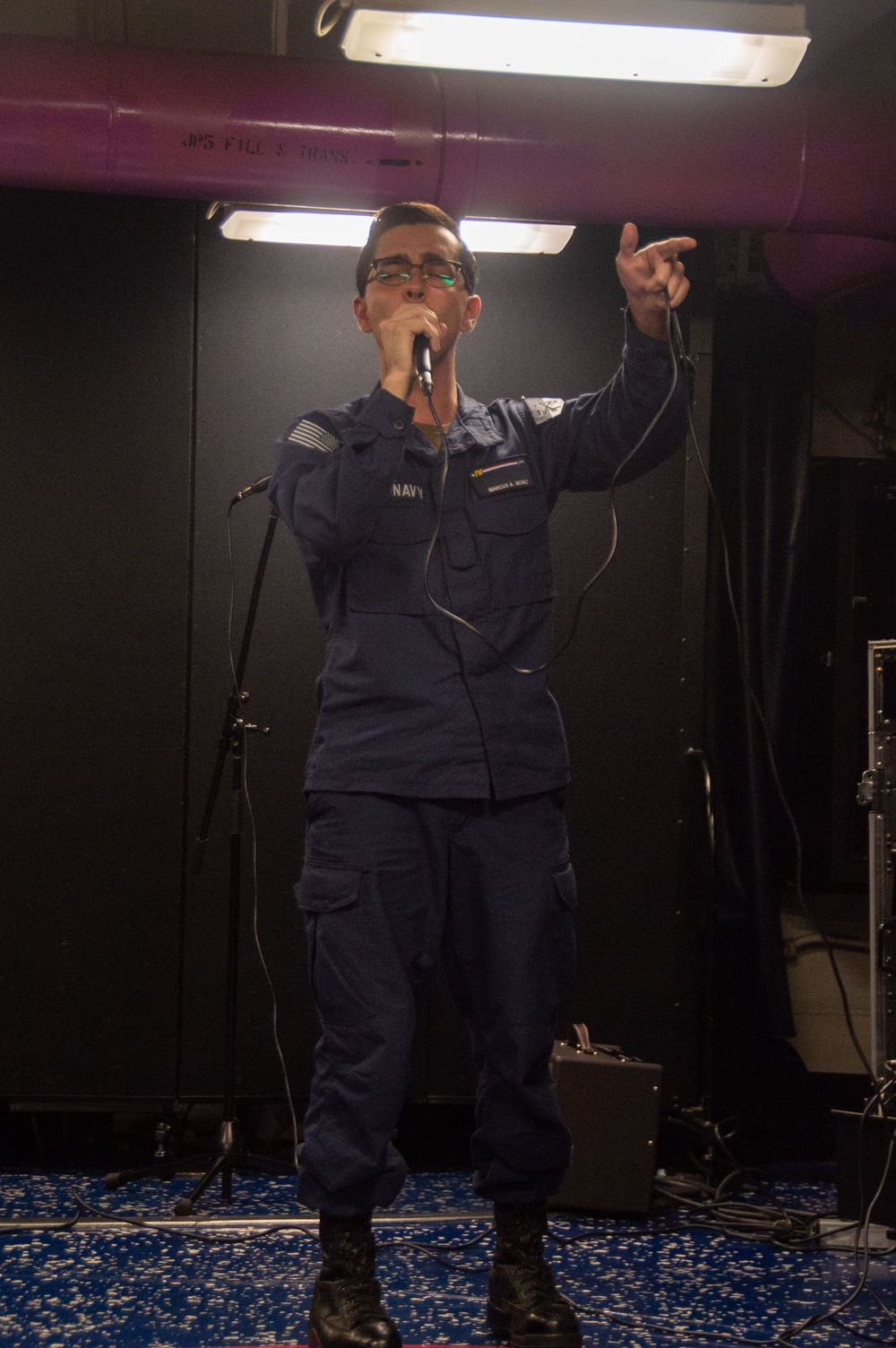 USS Ronald Reagan (CVN 76) Sailors audition for talent show