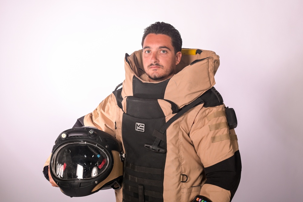 EOD bomb suit portrait