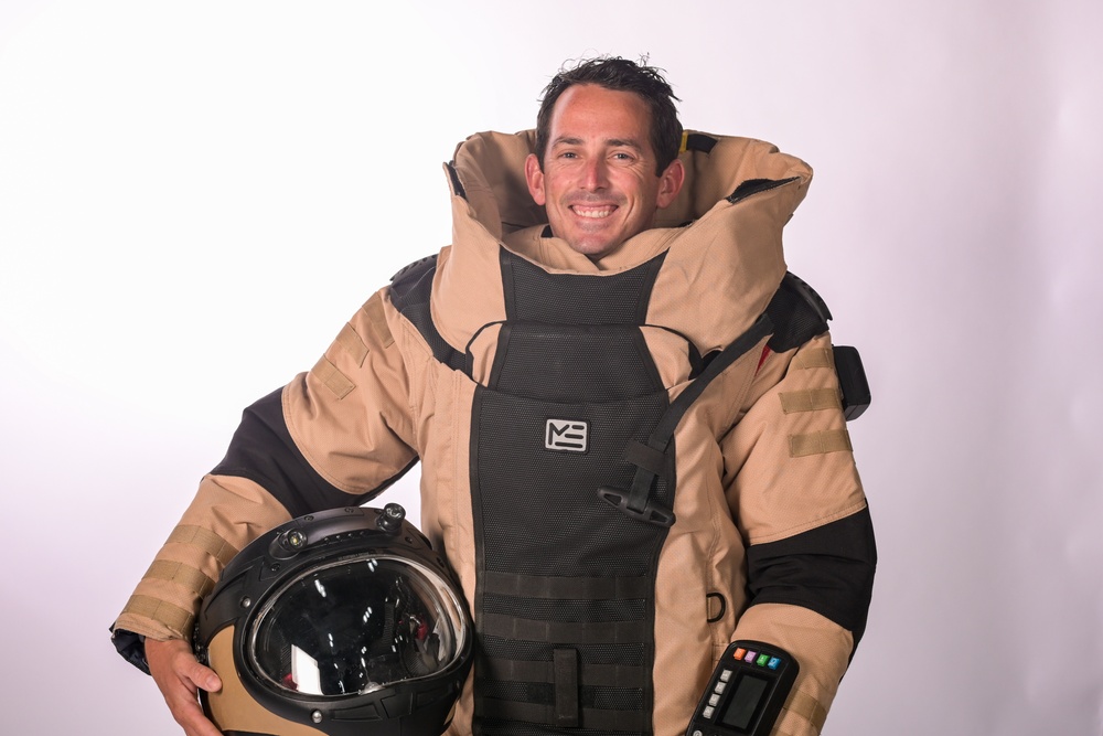 EOD bomb suit portrait