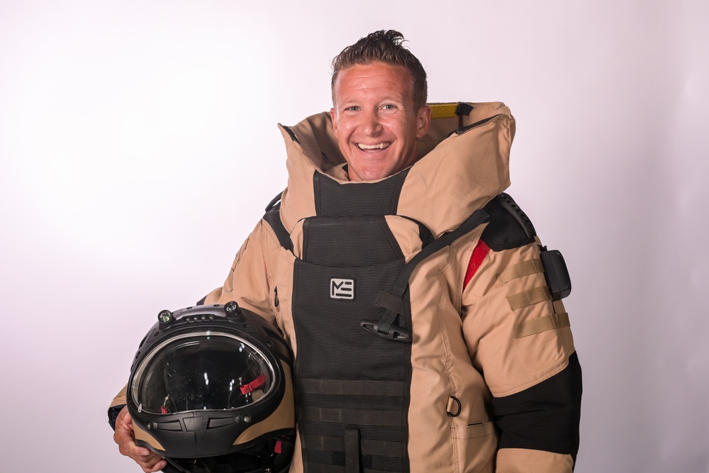 EOD bomb suit portrait