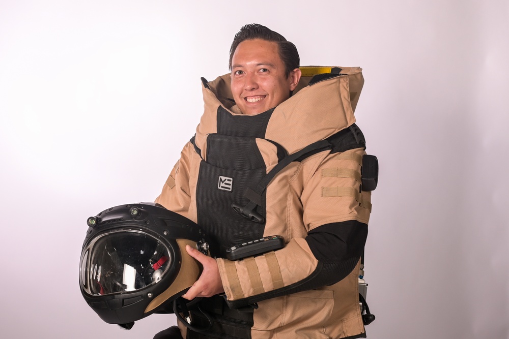 EOD bomb suit portrait