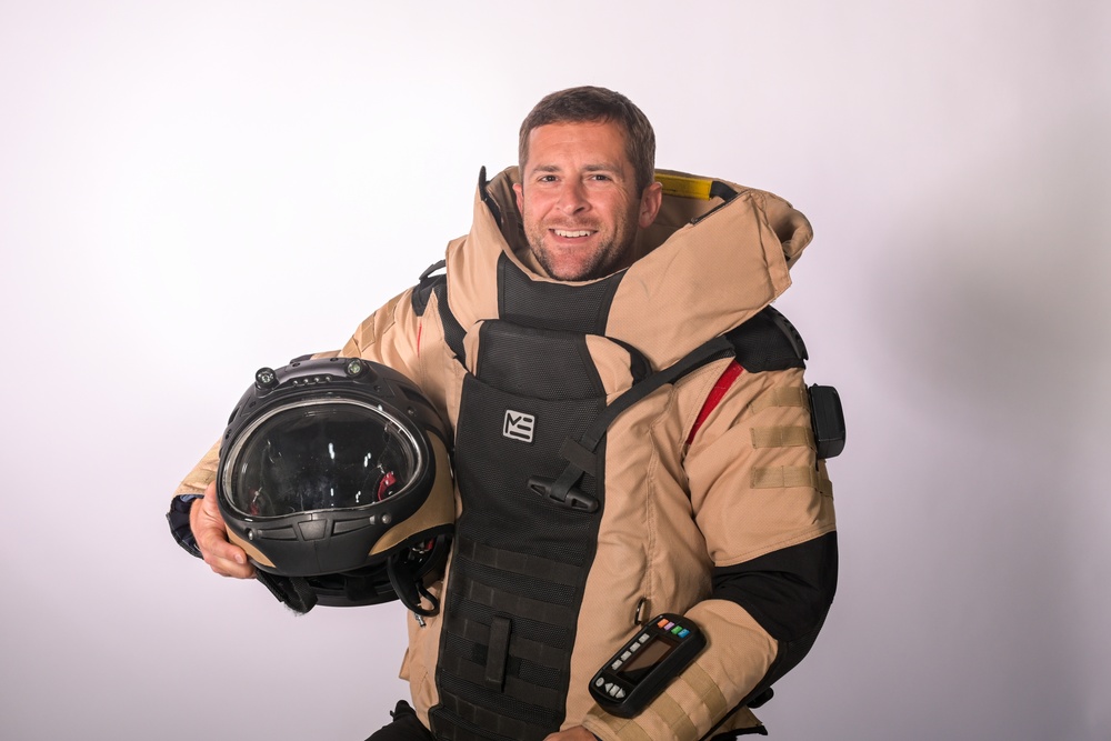 EOD bomb suit portrait
