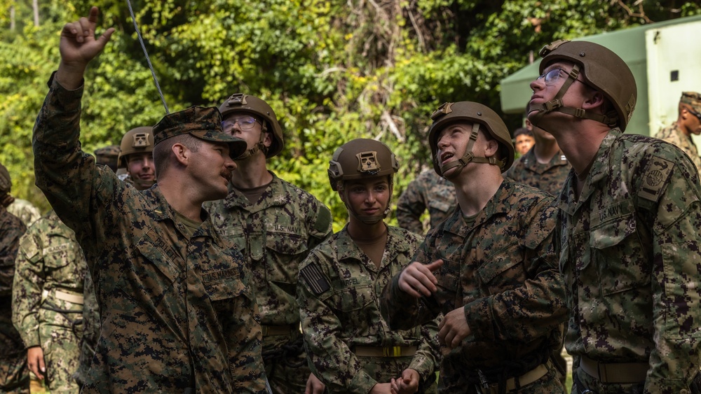 Midshipmen Conquer Rappel Tower