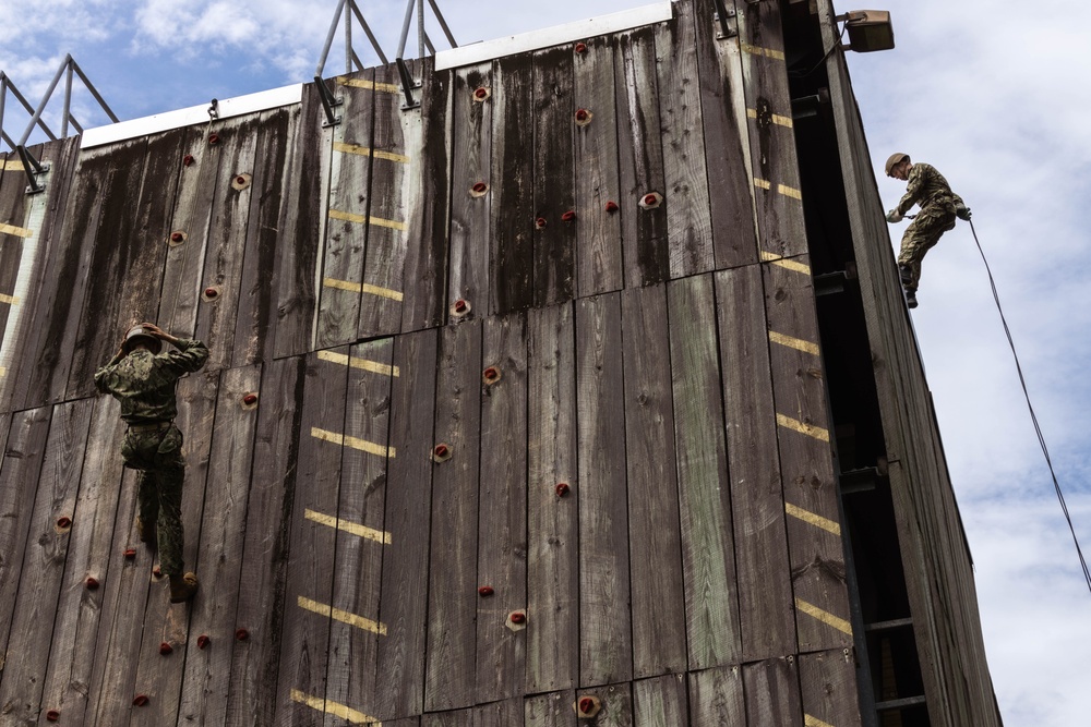 Midshipmen Conquer Rappel Tower