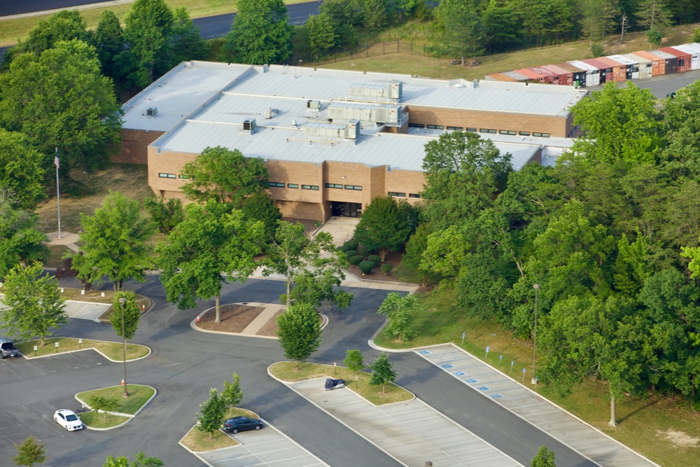 Aerial photographs of recently memorialized U.S. Army reserve center