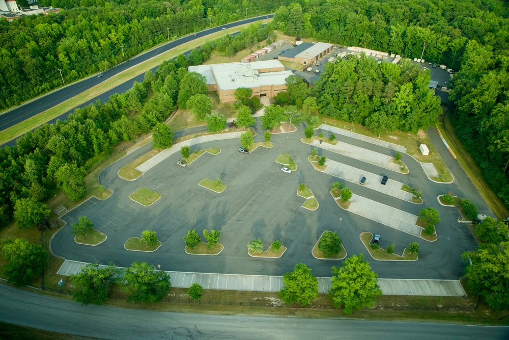 Aerial photographs of recently memorialized U.S. Army reserve center