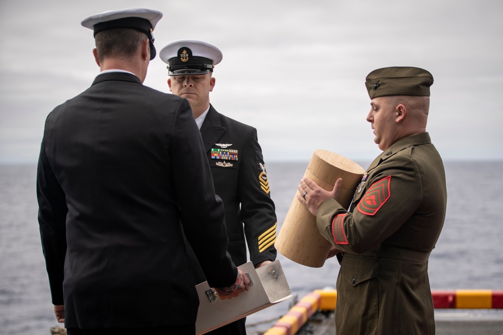 15th MEU Marine Buries his Father, Navy Veteran at Sea Aboard USS Boxer