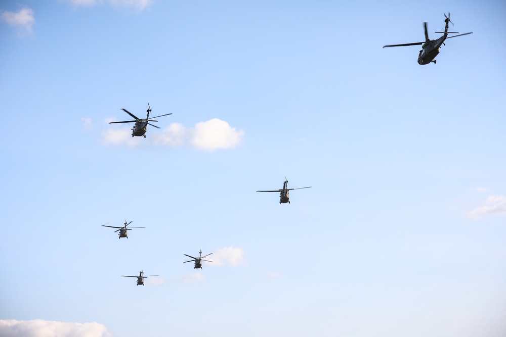 Black Hawks fly in formation at XCTC