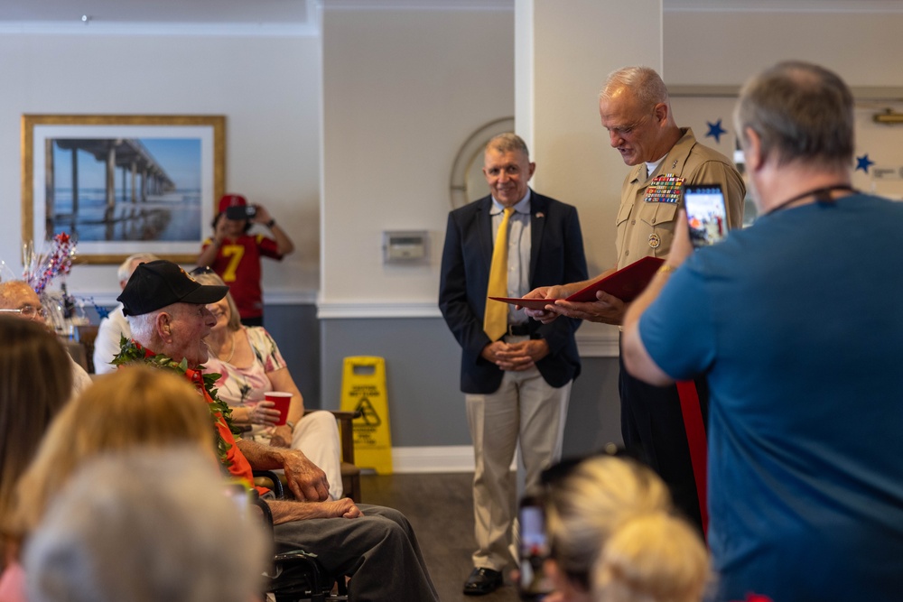 Marine veteran celebrates 99th birthday