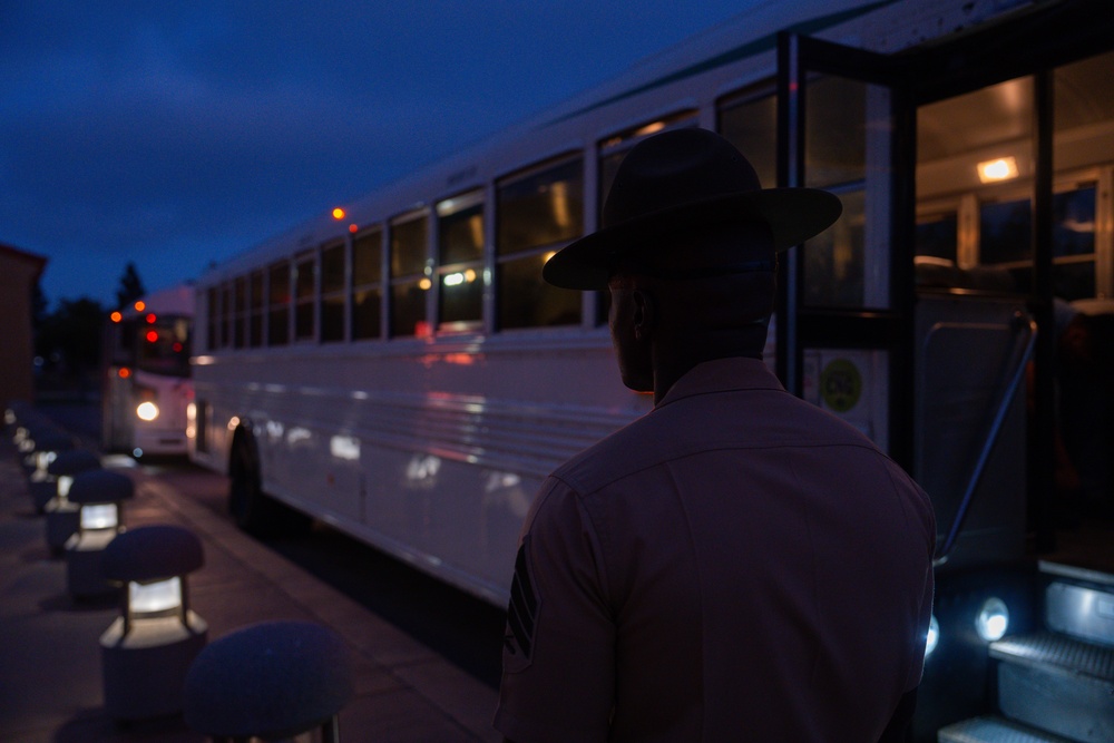 Bravo Company Arrives At MCRD San Diego