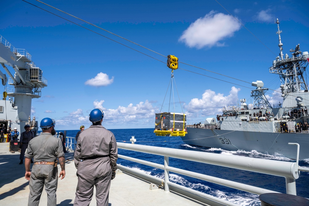 Ammunition transfer with His Majesty Canadian Ship Vancouver on 18 July, 2024.