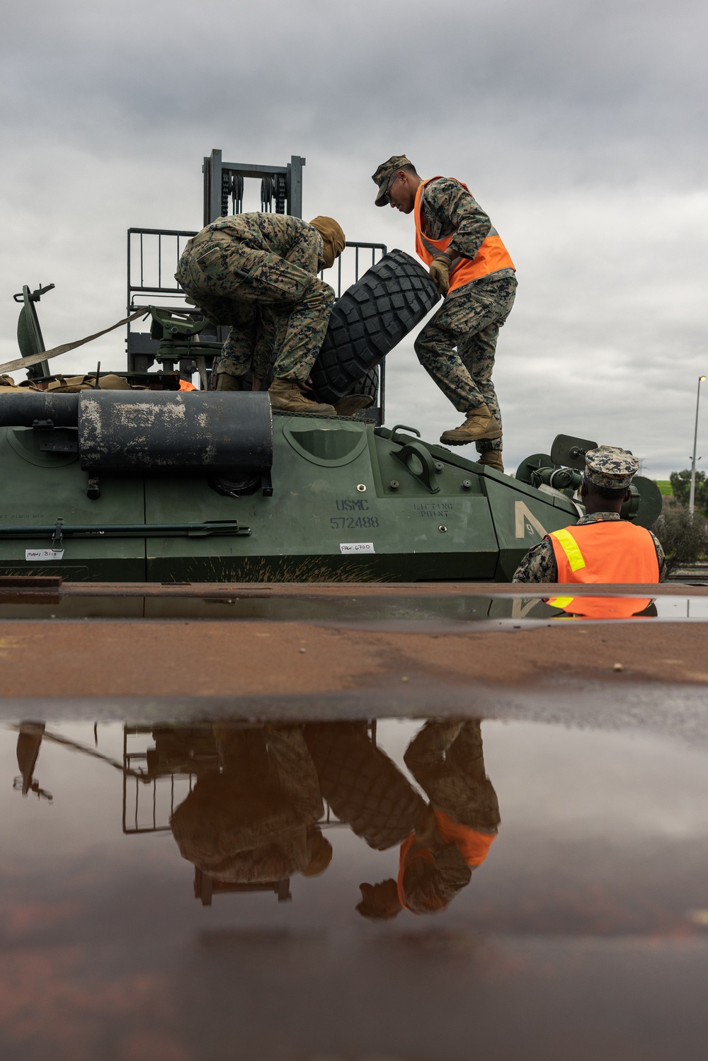 U.S. Marines with 1st LAR Bn. load LAV’s for Exercise Predator’s Run 24