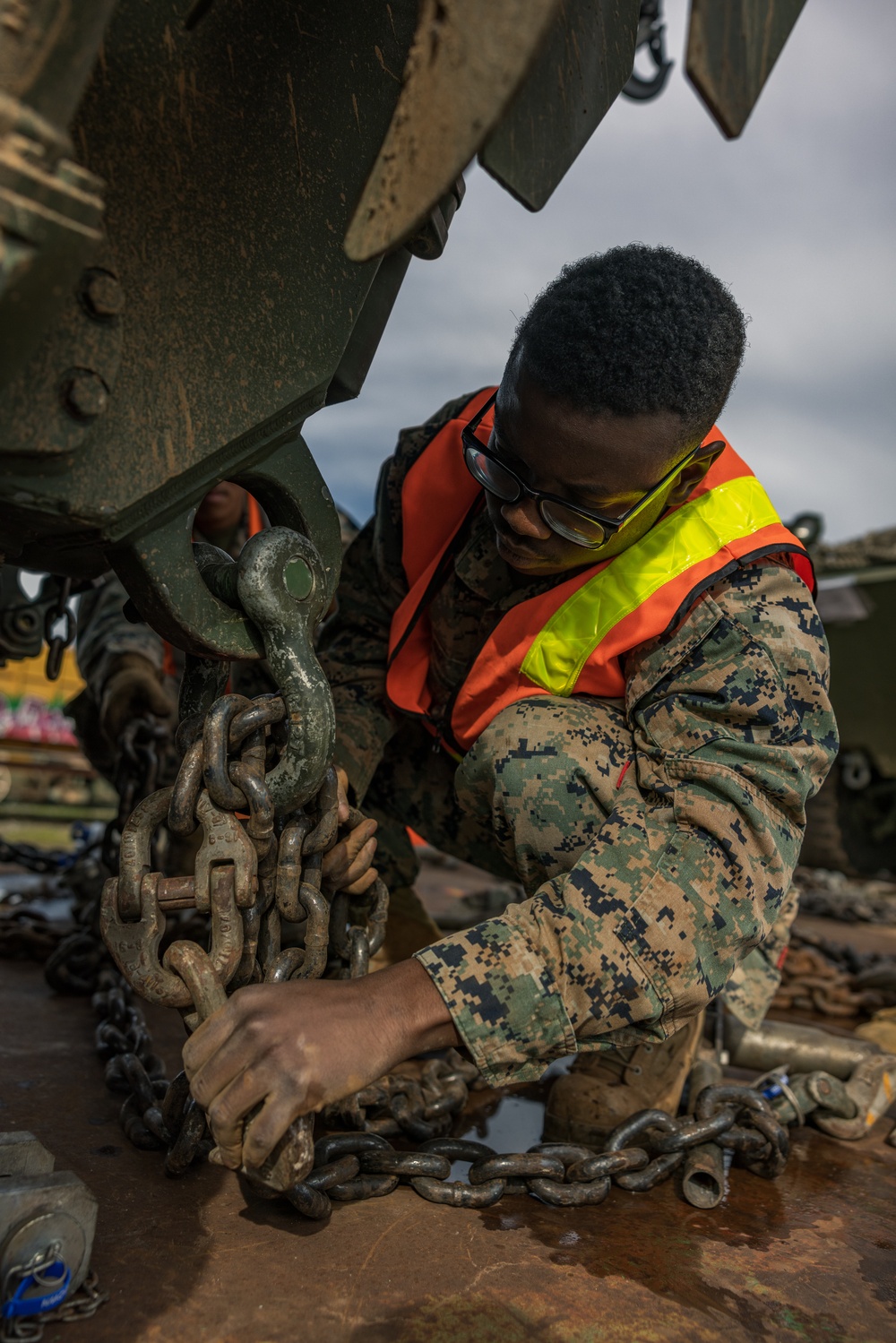 U.S. Marines with 1st LAR Bn. load LAV’s for Exercise Predator’s Run 24