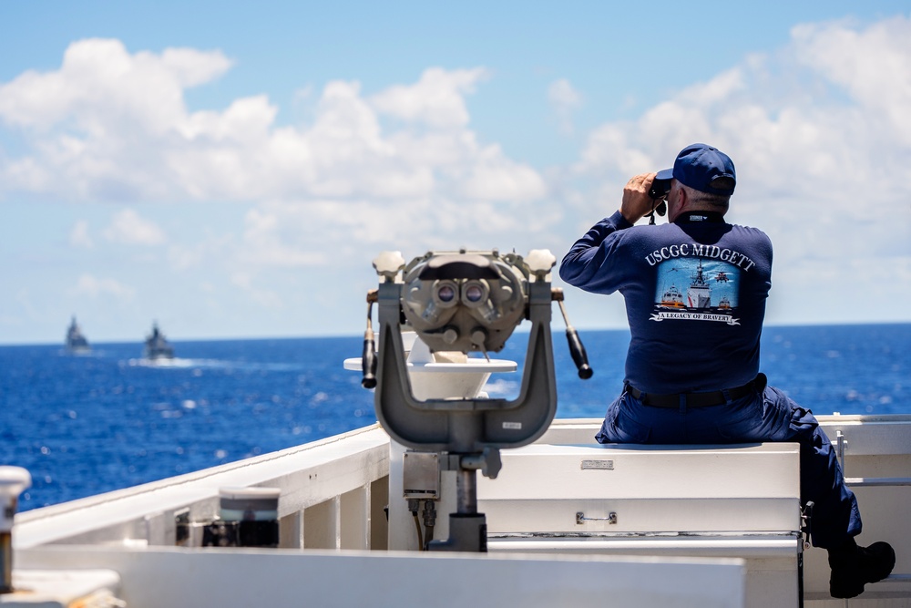 Coast Guard Cutter Midgett, international partners conduct gunnery exercise during RIMPAC 2024.