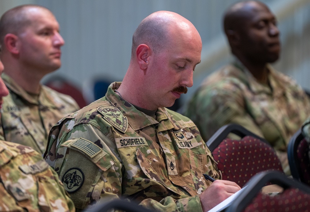 82nd Airborne Division Command Sergeant Major, DCSM Randolph DeLapena leads NCOPD at Mihail Kogalniceanu Air Base Romania