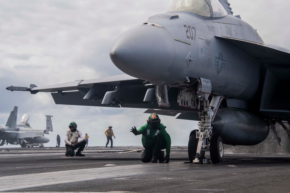 USS Carl Vinson (CVN 70) conducts flight operations.