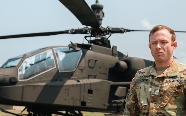 AH-64E Apache pilot poses for portrait