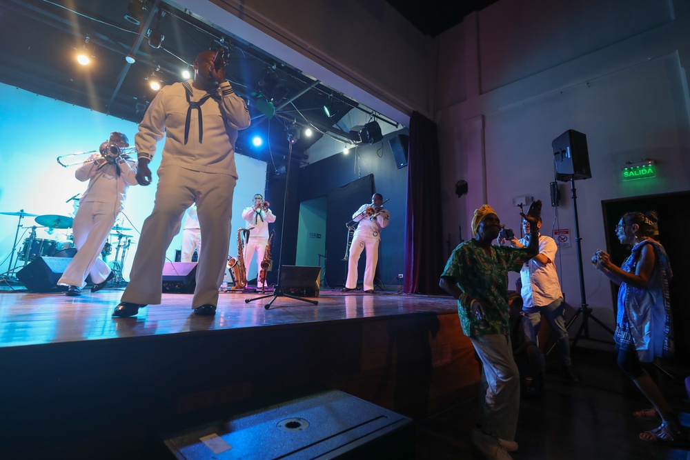 U.S. Fleet Forces Band “Uncharted Waters,” performs at the House of Culture in Limón, Costa Rica as part of Continuing Promise 2024