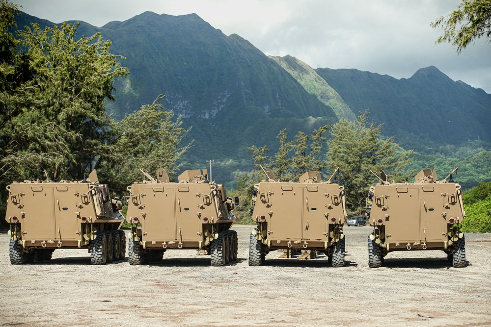 Peruvian LAVs practice on and offload drills aboard Japanese LCACs at RIMPAC 2024