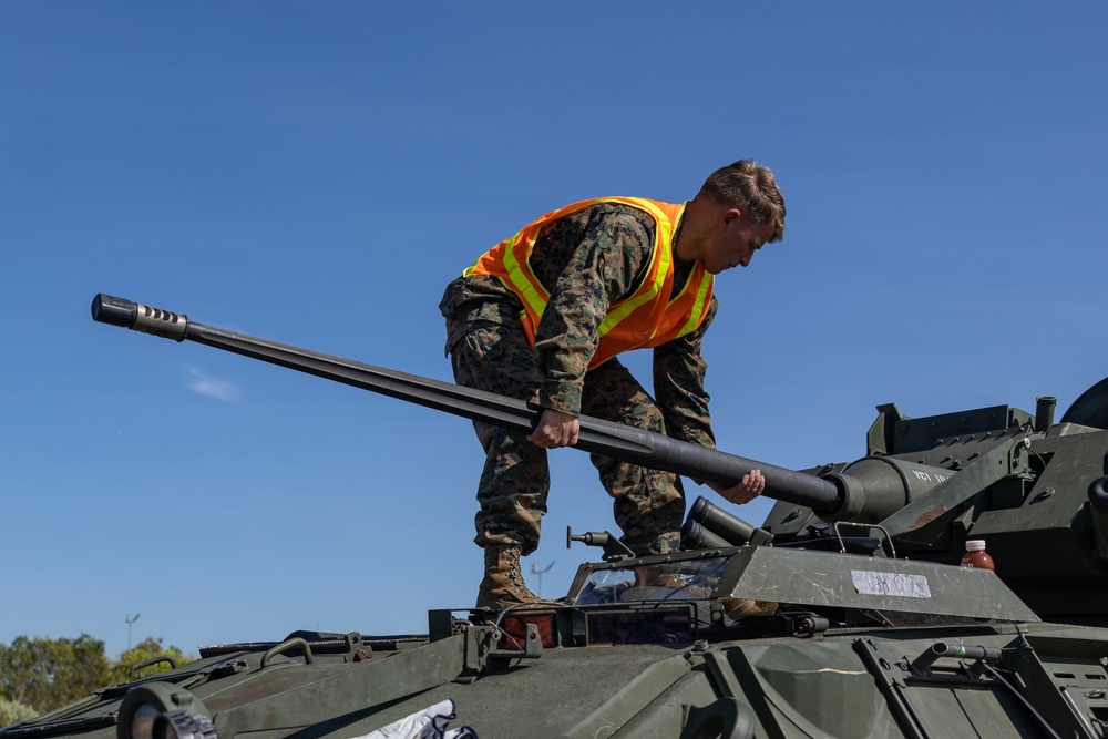 1st LAR Bn. Marines, LAVs arrive to Darwin for Exercise Predator’s Run 24