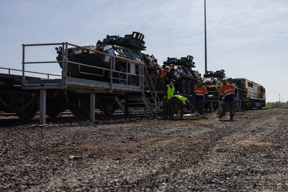 1st LAR Bn. Marines, LAVs arrive to Darwin for Exercise Predator’s Run 24