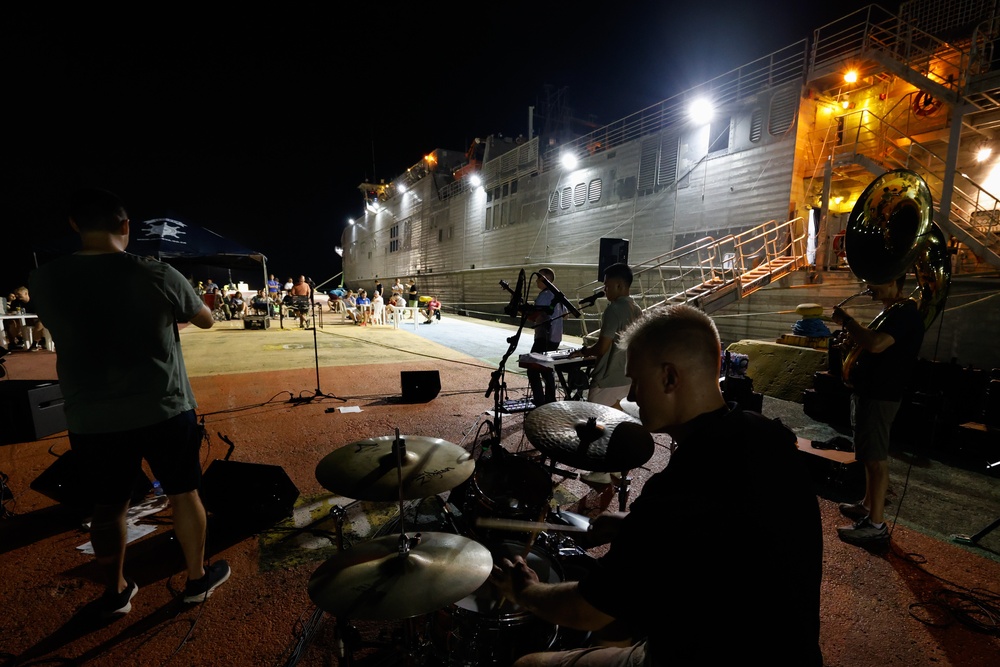 U.S. Fleet Forces Band “Uncharted Waters,” performs in from the USNS Burlington (T-EPF 10) Continuing Promise 2024