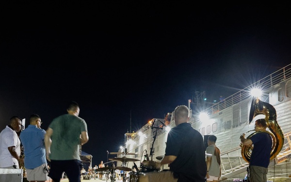 U.S. Fleet Forces Band “Uncharted Waters,” performs in from the USNS Burlington (T-EPF 10) Continuing Promise 2024