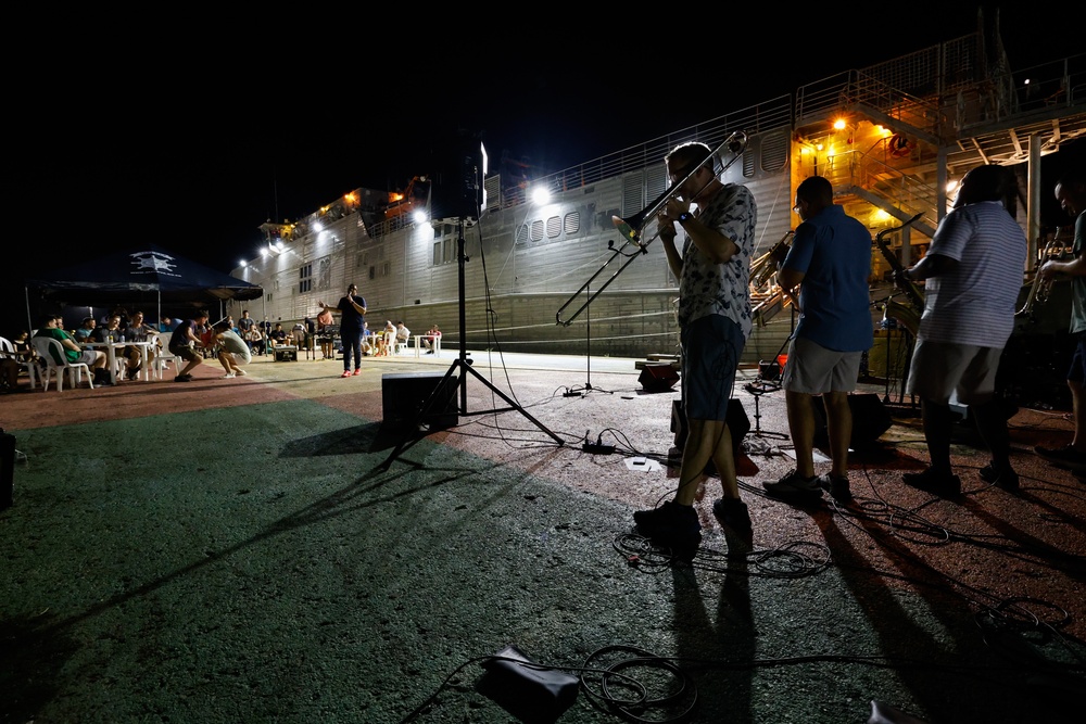 U.S. Fleet Forces Band “Uncharted Waters,” performs in from the USNS Burlington (T-EPF 10) Continuing Promise 2024