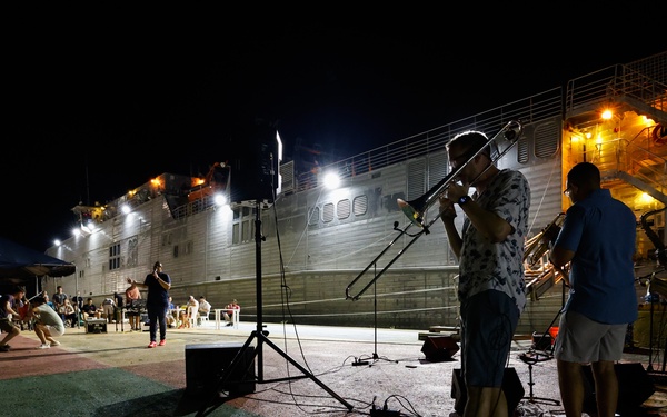 U.S. Fleet Forces Band “Uncharted Waters,” performs in from the USNS Burlington (T-EPF 10) Continuing Promise 2024