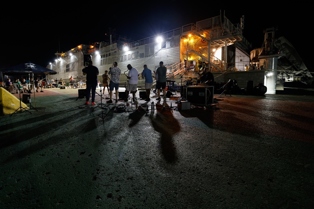 U.S. Fleet Forces Band “Uncharted Waters,” performs in from the USNS Burlington (T-EPF 10) Continuing Promise 2024