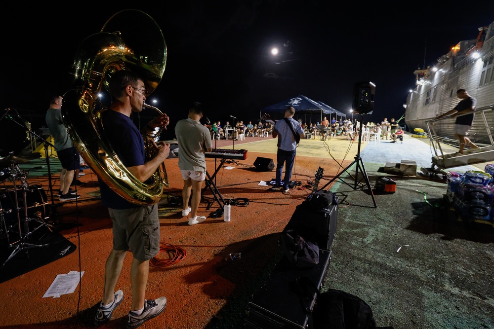 U.S. Fleet Forces Band “Uncharted Waters,” performs in from the USNS Burlington (T-EPF 10) Continuing Promise 2024