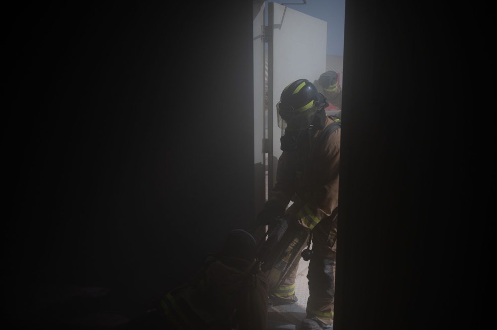 Firefighters conduct training