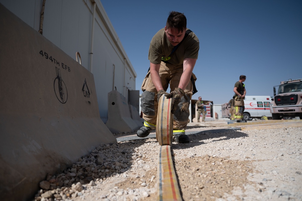 Firefighters conduct training