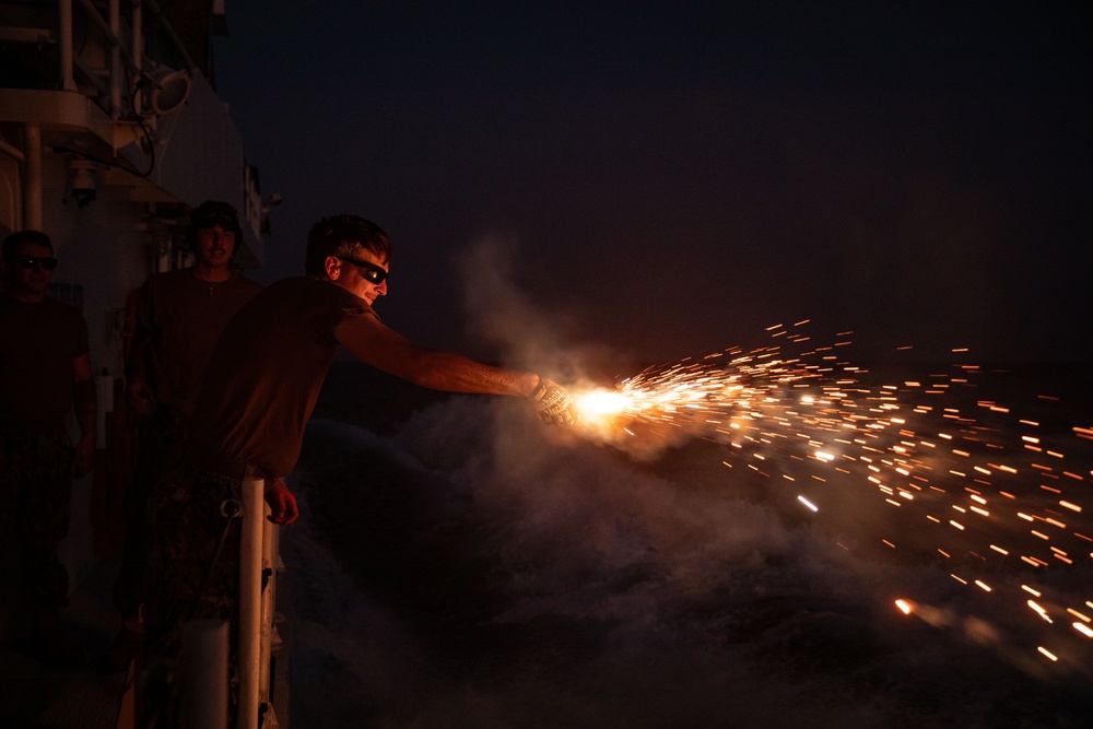 USCGC Glen Harris Conducts Pyrotechnics Training in the U.S. 5th Fleet AOO