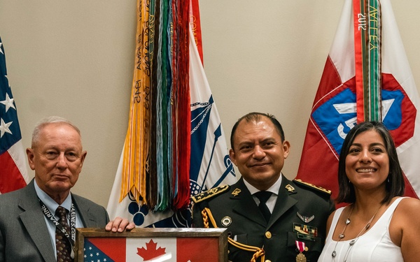 Army North Commanding General presents Mexican liason with the Meritorious Service Medal