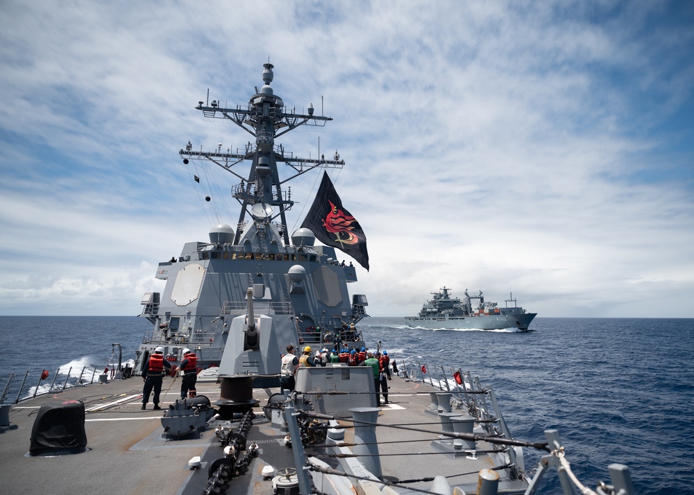 USS Sterett Conduct Replenishment-at-Sea with FGS Frankfurt Am Main During RIMPAC 2024