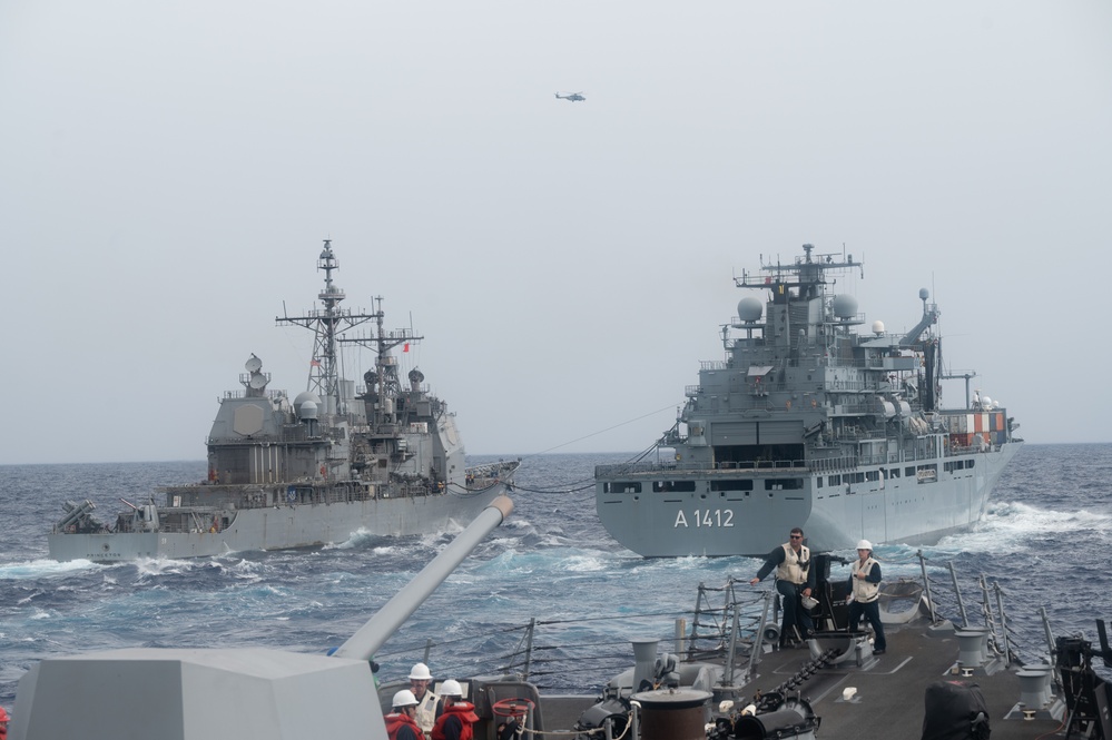 USS Sterett Conduct Replenishment-at-Sea with FGS Frankfurt Am Main During RIMPAC 2024