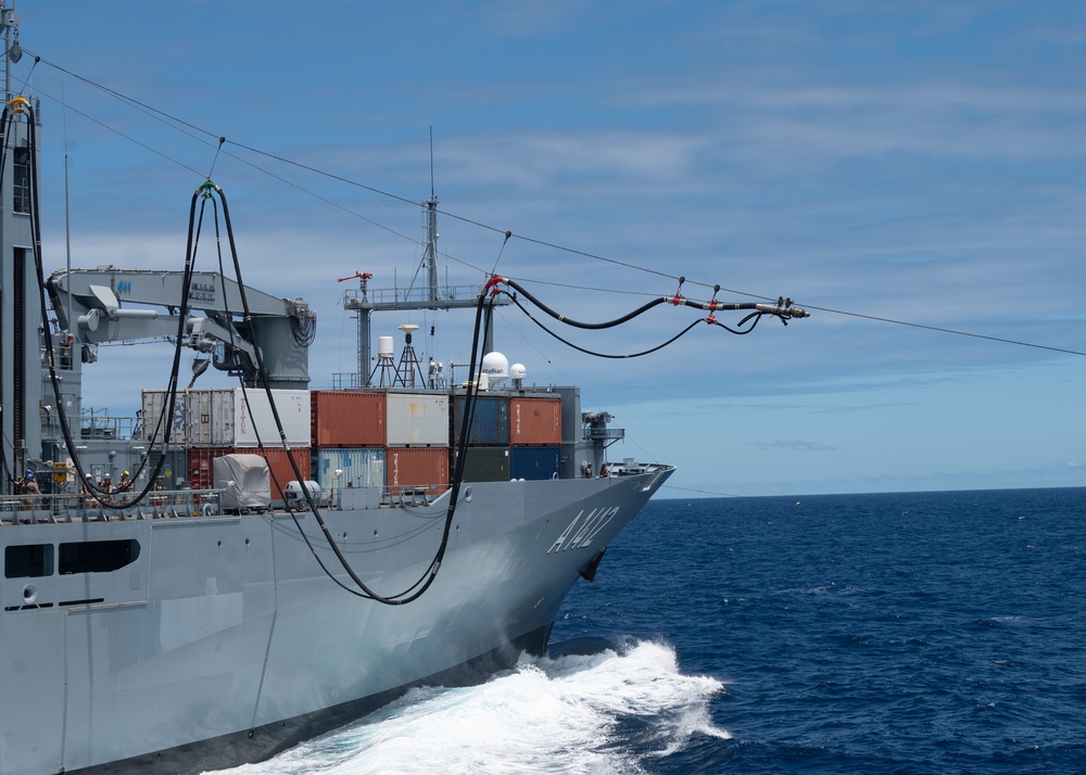 USS Sterett Conduct Replenishment-at-Sea with FGS Frankfurt Am Main During RIMPAC 2024