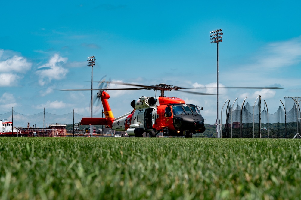 Helicopter Visits the Coast Guard Academy