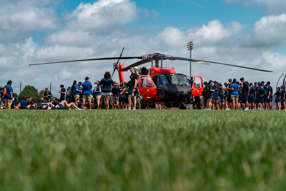 Helicopter Visits the Coast Guard Academy