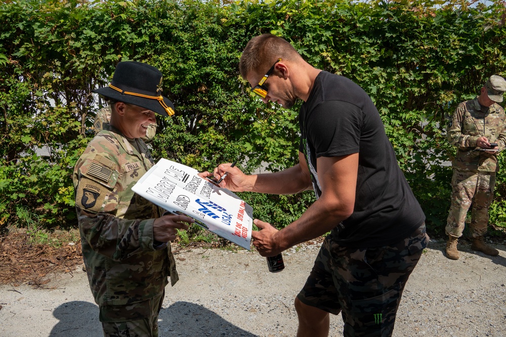 Rob Gronkowski visits Task Force Pegasus Troopers