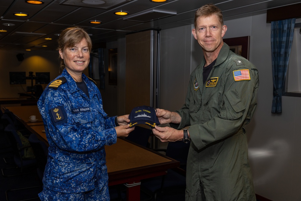 Rear Admiral Wosje visits Royal Netherlands Navy ship HNLMS Tromp.