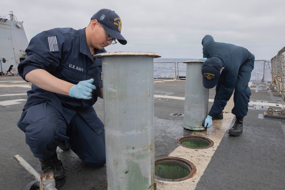 Spruance Sailors perform maintenance