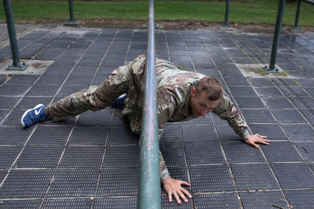 Sgt. Thomas Doles crawls
