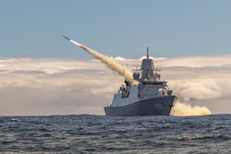 HNLMS Tromp fires a Harpoon missile during RIMPAC 2024