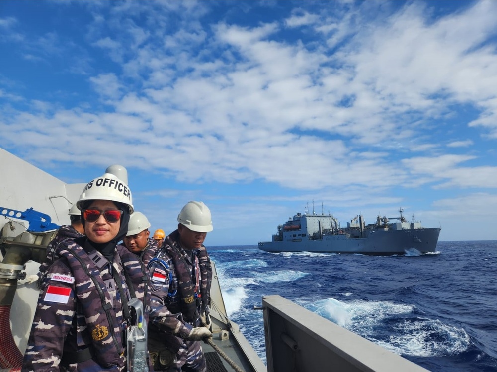KRI Raden Eddy Martadinata-331 Conduct Replenishment-at-Sea with USNS Washington Chambers During RIMPAC 2024