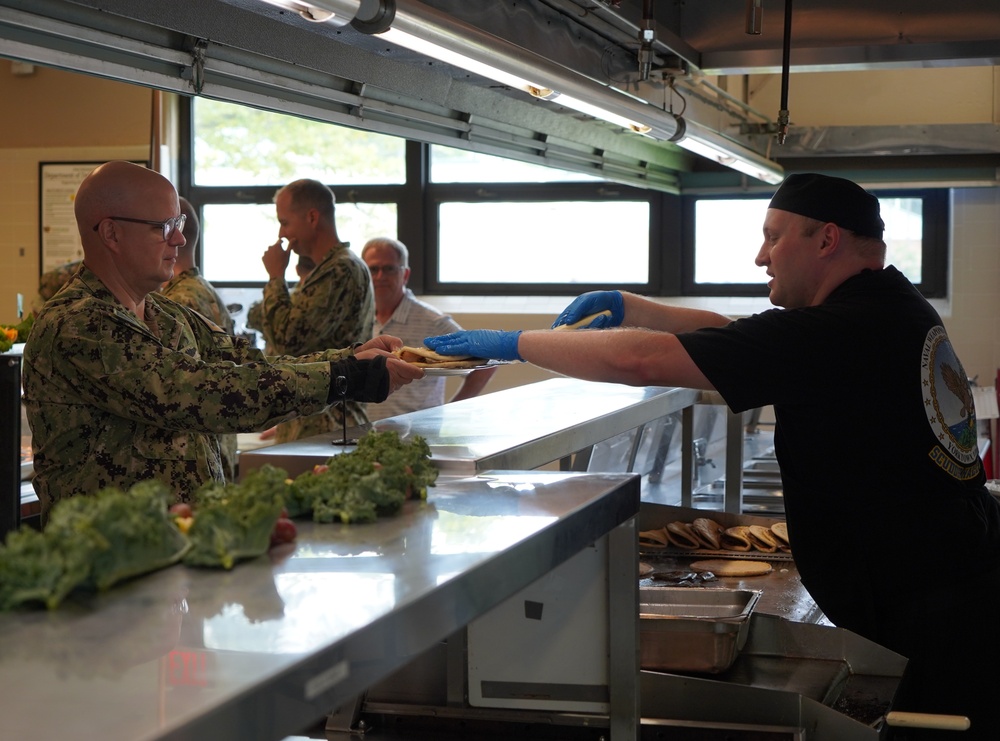 Rear Admiral Lahti visits Naval Weapons Station Yorktown's award winning Scudder Hall Galley