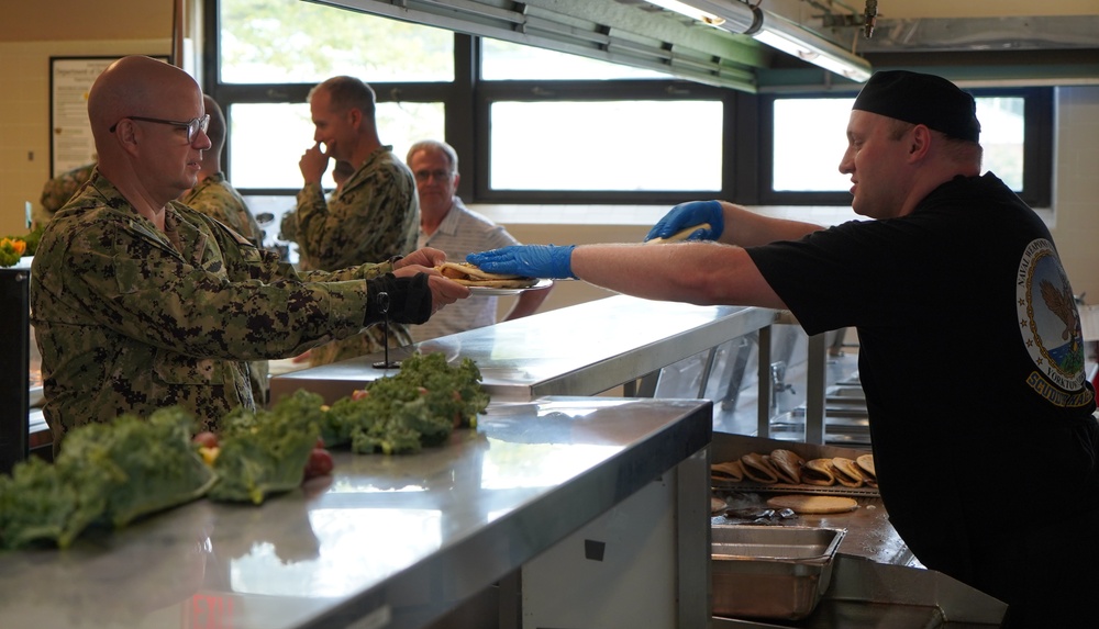 Rear Admiral Lahti visits Naval Weapons Station Yorktown's award winning Scudder Hall Galley