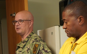 Rear Admiral Lahti visits Puller Hall Unaccompanied Housing facility onboard Naval Weapons Station Yorktown
